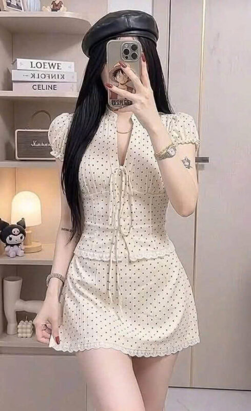 Set chấm bi vintage