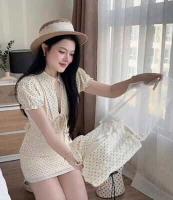 Set chấm bi vintage